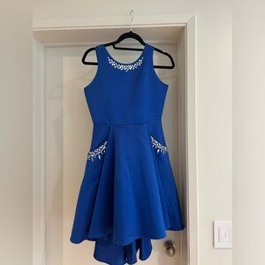Girl’s Blue Party Dress With Silver Gems